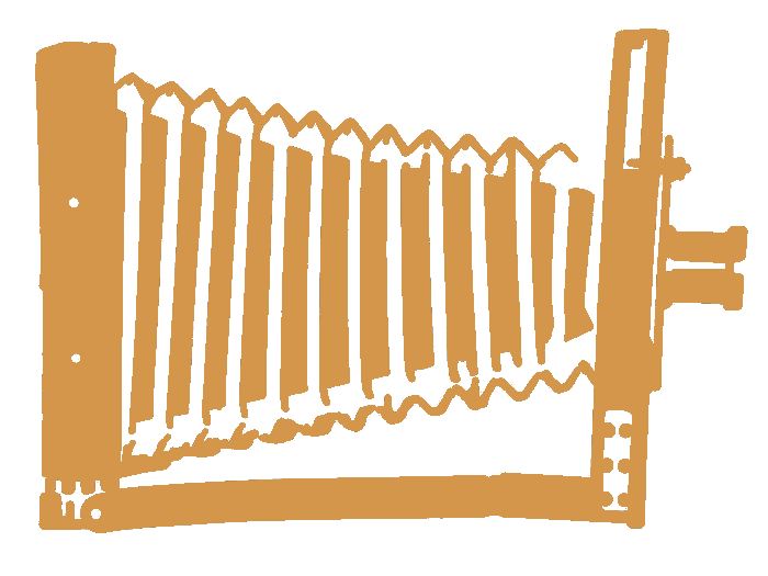 Ilustración de una cámara de fuelle antiguo del siglo XIX, característica de la fotografía con colodión húmedo
